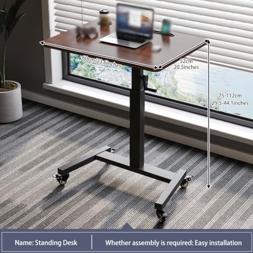Height Adjustable Standing Desk, Laptop Table with Wheels Rocker, Portable Mobile Study Desk, Steel Frame Stable Side Table,Easy to Install(A) - color: A