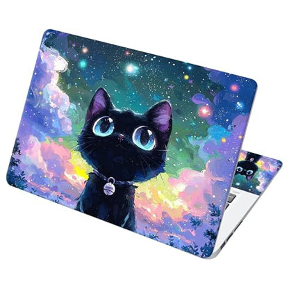 Universal Laptop Skin Sticker with 2 Wrist Pad Decals, 3-Piece Removable Vinyl Laptop Cover, Nebula Cat Waterproof Anti-Scratch, Easy-Trim Fit for 13.3" 14" 15.6" Laptops - color: Nebula Cat