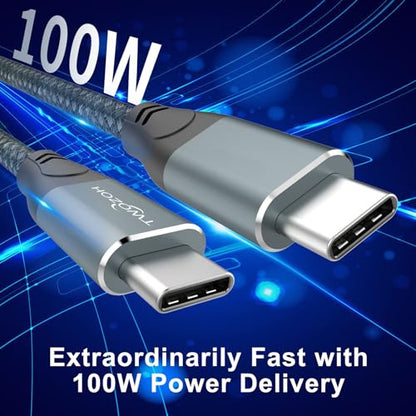 Twozoh USB C to USB C 3.2 Gen 2 Cable 20Gbps Data Transfer 100W PD Fast Charging 4K Video Output Monitor Cord (6.6FT, Grey) 2-Pack - size: 6.6FT, style: 2 Pack