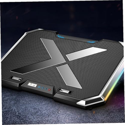 Adjustable RGB Led Laptop Cooler Pad Notebook Cooling Base LCD Touch for Under Gaming and Office