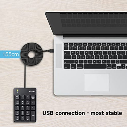 MOFII Number Pad - Black Wired Numeric Keypad Silent 19 Keys USB Numpad, Portable Financial Accounting Keyboard 10 Key for Laptop/Computer/PC/Notebook/Surface Pro - color: Black-A