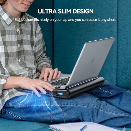 TECKNET Laptop Cooling Pad - 12"-15.6" Laptops Cooler, Powerful Cooler and Ultra Quiet for Gaming Laptops Pad, 2 Wind Speed Adjustable, USB A & C Powered Cooler Stand with Laptop Fan LED (Blue) - color: Blue