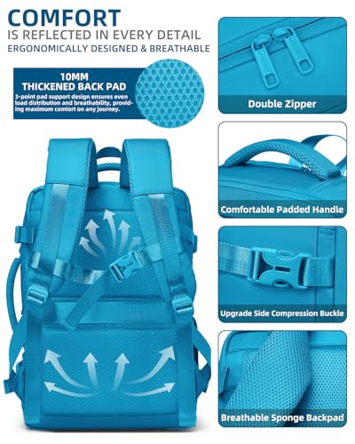 LARVENDER Carry on Luggage 22x14x9 Airline Approved, Expandable 20 Inch Hardside Large Suitcase with Wheels TSA Lock, Lightweigh PC+ABS Travel Carry-on Suitcases for Women and Men, Ocean Breeze - color: Ocean Breeze (XL-BP), size: 3 Piece Set (Backpack/20