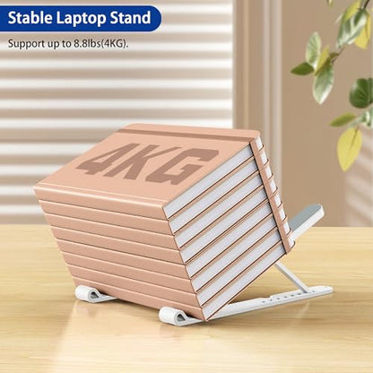 BESIGN LS01 Pro Ergonomic Laptop Stand, Plastic Laptop Riser, Portable and Adjustable Notebook Computer Holder Compatible with 10-14" Laptops (White) - color: White