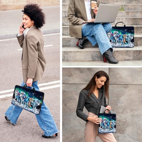 Laptop Bag,14 15 15.6 inch Laptop Case Sleeve,Computer Sleeve with Handle for Women Men,Carrying Case for MacBook,Dell,Lenovo,Notebook Computer,White Glitter Wolf - color: White Glitter Wolf