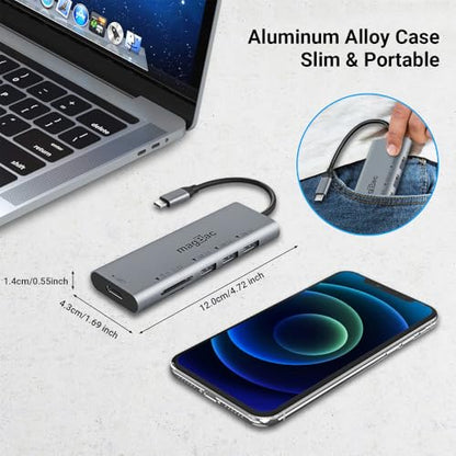 MagBac USB C Docking Station 6-in-1 USB Hub Multiple Adapter with 4K HDMI Display Port, 3 USB A Data Ports, SD/TF Card Slot for HP, Dell, MacBook Pro, Lenovo - style: 6 IN 1 dock