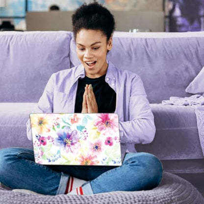 SUPERDANT Watercolor Flowers Laptop Skin Sticker Decal Plant Universal Laptops Notebook Skin Sticker 12 13 13.3 14 15 15.4 15.6 Inches Vinyl Laptop Cover Stickers Notebook Protector Pink Purple - color: Pink+Purple