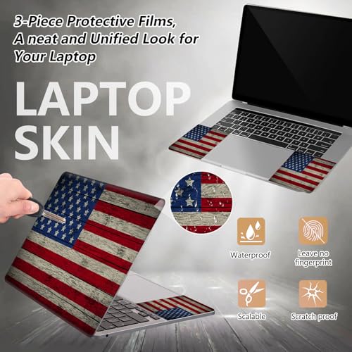 Laptop Skin Sticker for 12.1”-15.6“ Laptops (Fits 13”, 13.3”, 14”, 15”, 15.4”) | Protective Universal Reusable Vinyl Art Decal Cover | Waterproof & Scratch-Resistant-Retro American Flag - color: Retro American Flag