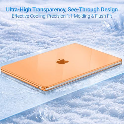 MOSISO Compatible with MacBook Air 13 inch Case M5 2026 M4 M3 M2 2025-2022 | A3449 A3240 A3113 A2681, Hard Shell&Keyboard Cover&Screen Film&Pouch for MacBook Air 13.6 inch Case, Crystal Cosmic Orange - color: Crystal Cosmic Orange