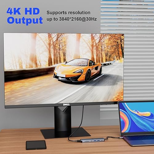 USB C Hub Multiport Adapter, 7 in 1 USB C Docking Station with HDMI, 100W PD Charger, 2 USB 3.0, USB C 3.0, SD/TF Card Reader for Chromebook Pixel, Dell XPS 13