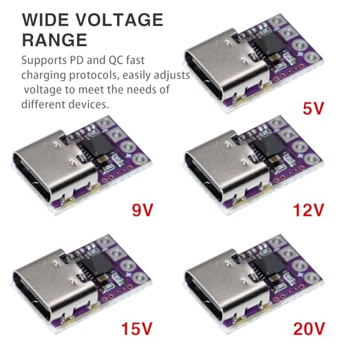 2PCS USB-C PD Trigger Board Module Supports PD 2.0 3.0 Output DC 5V9V12V20V 100W Suitable for Laptop Charge, DIY Power Banks, Power Supply Testing