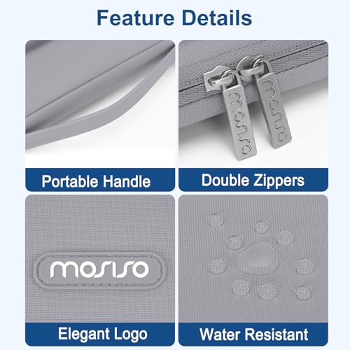 MOSISO 360 Protective Laptop Case 13.3 inch, 13-13.3 inch Laptop Sleeve | Compatible with MacBook Air/Pro 13 / Pro 14, HP Dell ASUS Lenovo,Side Open Bag with 2 Raised&1 Flapover Pockets, Steel Gray - color: Steel Gray, size: 13.3 inch