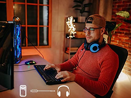 ENVEL Headset Adapter 3.5mm Female to USB Male, Built-in Chip External Stereo Sound Card,TRRS 4-Pole Mic-Supported USB to Headphone Adapter for PS4 Laptop PC | External Stereo Sound Card for PS4/PS5/PC/Laptop, Headphone Adapter with Built-in Chip TRRS 4-P