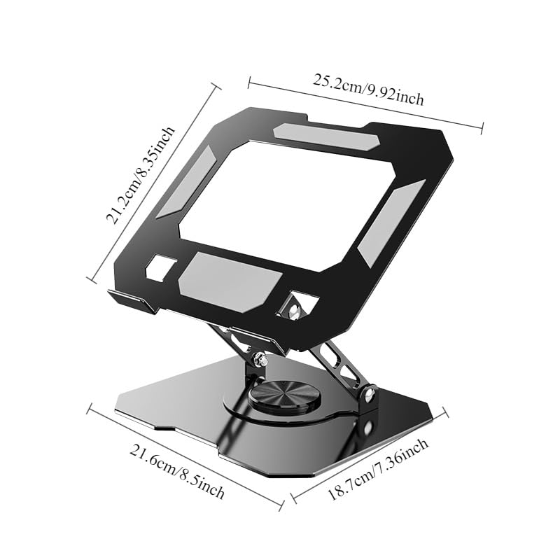 360° Rotating Laptop Stand for Desk, Heavy Duty Solid Steel Ergonomic Laptop Riser, Foldable Portable Computer Holder, Stable Adjustable Stand Compatible with MacBook Air/Pro 10-16 Inch Laptops - color: black
