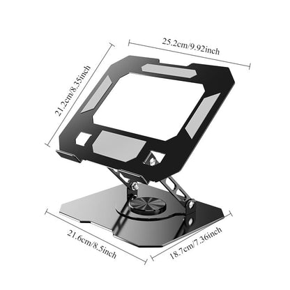 360° Rotating Laptop Stand for Desk, Heavy Duty Solid Steel Ergonomic Laptop Riser, Foldable Portable Computer Holder, Stable Adjustable Stand Compatible with MacBook Air/Pro 10-16 Inch Laptops - color: black