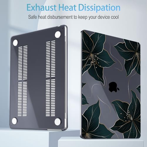 Mektron Designed for 2025/2024/2023 MacBook Air 15 INCH M4 A3241 /M3 A3114 /M2 A2941 Case, Printed Plastic Hard Shell Cover with 15.3" Liquid Retina Display Touch ID, Floral C218 - color: Floral C218