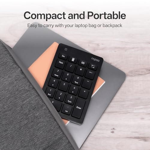 Rapoo K50 Wireless Number Pad, 2.4G Numeric Keypad for Laptop, Speed Data Entry, 22-Key Numpad with Calculator, Email and Function Keys for Windows PC/Laptop/Desktop/Notebook, USB-A, Battery Powered