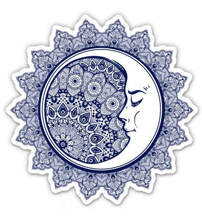 Moon Celestial Beautiful Mandala - Vinyl Sticker Waterproof Decal - size: 12"