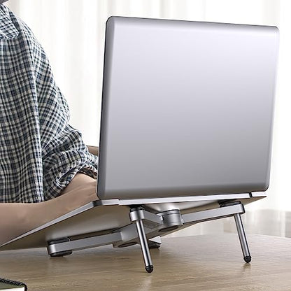 YICOSUN New Concept Laptop Stand - Adjustable Ergonomic Aluminum Riser for MacBook Pro/Air up to 15.6” - Foldable & Portable Computer Stand for Desk, Students, Office, Travel, Gaming - Silver - color: Silver