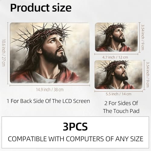 Christ Crown of Thorns Universal Laptop Skin Sticker 3PCS, Protective Decal Trim-to-Fit 11.6" 13.3" 14" 15.6" Laptop Vinyl Cover, Removable Anti-Scratch Computer Decal Protector - color: Christ Crown of Thorns