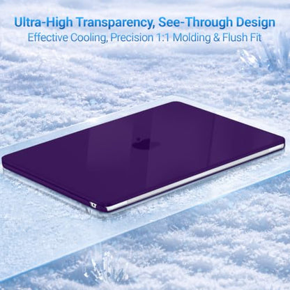 MOSISO Compatible with MacBook Air 13 inch Case M5 2026 M4 M3 M2 2025-2022 | A3449 A3240 A3113 A2681, Hard Shell&Keyboard Cover&Screen Film&Pouch for MacBook Air 13.6 inch Case, Crystal Purple - color: Crystal Purple