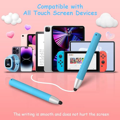 4 Pack Friendly Pens for Touch Screens, Stylus Pens Compatible with Kindle, iPad, iPhone, Tablets (Blue+Purple+Orange+Green) - color: Blue+Purple+Orange+Green