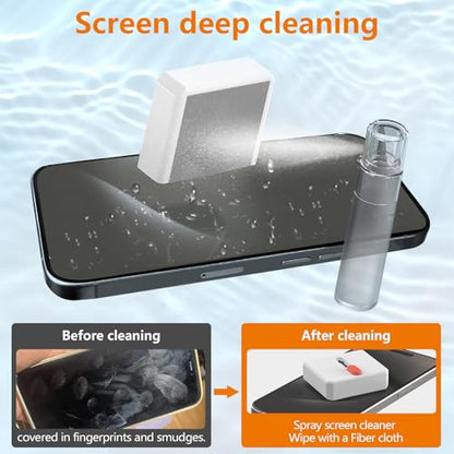 Cell Phone Cleaning Kit, iPhone Cleaning Kit for Charging Port Cleaner Keyboard Cleaning Kit for Airpods/Android/USB C/Earbuds/Laptop/iPad/Camera Lens with Stylus Pen (White) - color: White (Base)