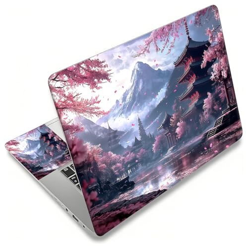 Laptop Skin Sticker Decal, Universal Reusable Vinyl Laptop Cover for 12" 13" 13.3" 14" 15" 15.4" 15.6" Notebook PC, Reusable Waterproof Scratch-Resistant with 2 Wrist Pads,Cherry Blossoms - color: Cherry Blossoms