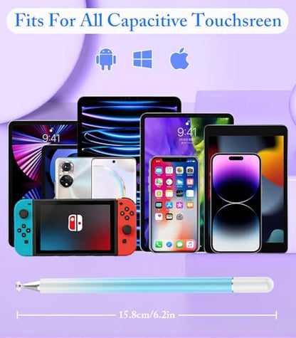 Stylus Pen for Touchscreen, Kenkor 2 in 1 Active iPad Pencil - Pink+ Blue | Stylus Pen for iPad/Android/Switch/iPhone/Samsung/Galaxy/Huawei/Surface/ViVo/OPPO/Lenovo, All Touch Screens Tablet Pencil - color: Pink+Blue