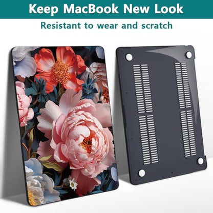 Teryeefi Compatible with M2 M1 MacBook Pro 13 inch Case Touch Bar A2338 A2251 A2289 A2159 A1989 A1706 A1708 (Release 2016-2022),Protective Slim Cover+Keyboard Cover-Colorful Peonies - color: Colorful Peonies-003