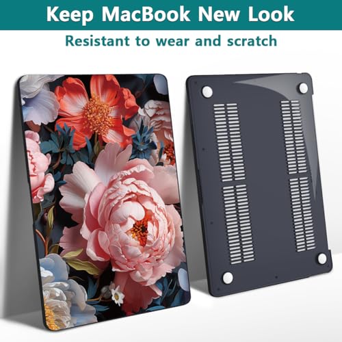 Teryeefi Compatible with M2 M1 MacBook Pro 13 inch Case Touch Bar A2338 A2251 A2289 A2159 A1989 A1706 A1708 (Release 2016-2022),Protective Slim Cover+Keyboard Cover-Colorful Peonies - color: Colorful Peonies-003