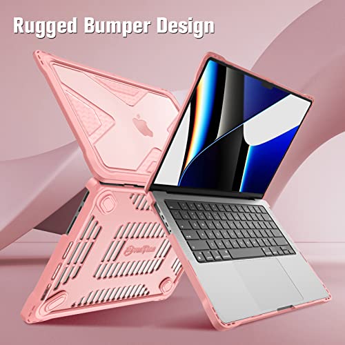 Fintie Case for MacBook Pro 14 Inch A3426 A3427 A3434 A3401 A3185 A3112 A2992 A2918 A2779 A2442 with M5 M4 M3 M2 M1 Chip (2021-2026) - Heavy Duty Rugged Hard Shell Cover, Rose Gold - color: Rose Gold