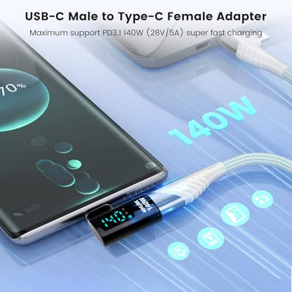 Upgraded USB 4.0 Digital Display USB C Male to Female 40Gbps Adapter (2 Pack), Right Angle PD 3.1 140W Power 8K@60Hz Video Compatible with iPhone 16, MacBook and More USB-C Devices, Black - style: AY-Cm-Cf-dd-bk