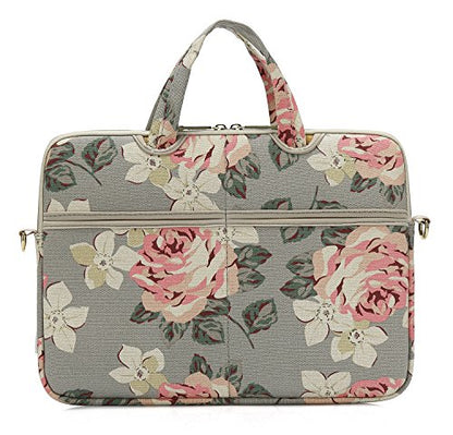 White Rose Patten water resistant Laptop Shoulder Messenger Bag Case Sleeve for 15 Inch 15.6 Inch Laptop,Laptop Briefcase - color: White Rose, size: 15-15.6 Inch