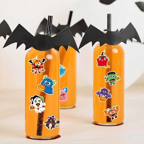 Haooryx Halloween Monster Sticker Rolls - 1000Pcs Ghost Pumpkin Frankenstein Monster Stickers Waterproof Vinyl Self-Adhesive Water Bottle Page Activity Pad Halloween Junk Journal Scrapbooking Supplies - style: Halloween Monster 2Roll