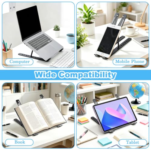 SAYEEC Laptop Stand for Desk Portable Laptop Riser 7 Angles Ergonomic Adjustable Computer Stand Aluminum Foldable Laptop Stands Ventilated Cooling Notebook Holder for 10-15.6" Laptops Tablet (Black) - color: Black