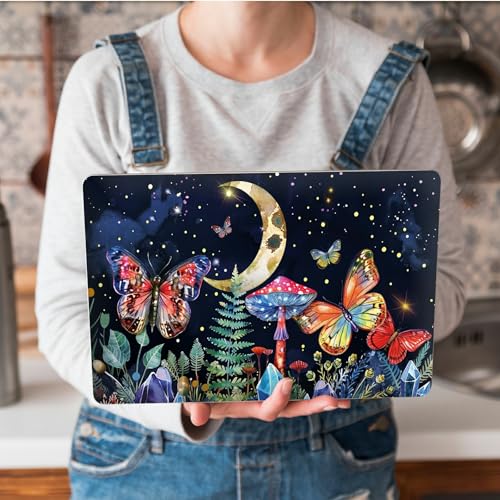 Universal Laptop Skin Sticker with 2 Wrist Pad Skins, Waterproof Scratch Resistant Vinyl Laptop Cover Decal, Cut to Fit for 11–15.6 Inch MacBook HP Dell Lenovo, Floral Butterfly Moon Mushroom - color: Floral Butterfly Moon Mushroom