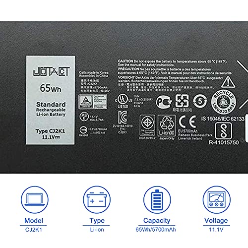 JOTACT CJ2K1 X8VWF 65Wh Laptop Battery Compatible with Dell Latitude 14 Rugged 5404 5414 E5404 Extreme 7404 7414 E7404 Series P45G002 P46G Notebook 4XKN5 5XT3V 09FN4 XN4KN DKNKD VCWGN 11.1V 6-Cell - size: 6.57*3.15*0.83 inch CJ2K1
