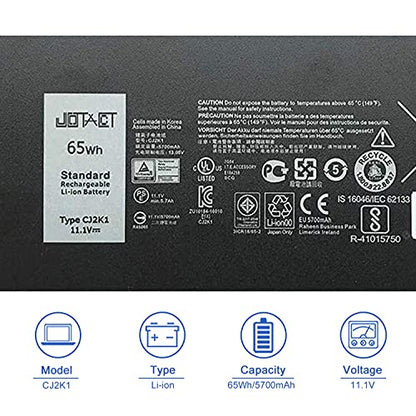 JOTACT CJ2K1 X8VWF 65Wh Laptop Battery Compatible with Dell Latitude 14 Rugged 5404 5414 E5404 Extreme 7404 7414 E7404 Series P45G002 P46G Notebook 4XKN5 5XT3V 09FN4 XN4KN DKNKD VCWGN 11.1V 6-Cell - size: 6.57*3.15*0.83 inch CJ2K1