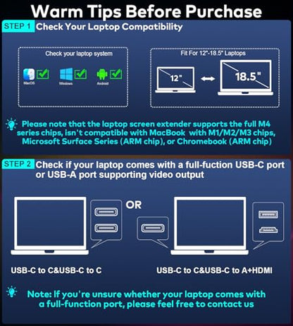 Ladomi 16" Laptop Screen Extender, Triple Portable Laptop Monitor Extender | 1200P FHD, 16:10 Aspect Ratio Rotation Screen, Fit for 12"-17.3" Laptops, Compatible with MacOS, Wins, Chrome, Surface - size: 16-inch