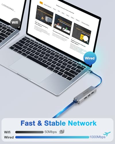 USB to Ethernet Adapter,Ethernet to USB,USBA to RJ45 for Nintendo Switch 2,Gigabit Ethernet Adapter, LAN Network for Laptop, MacBook,Chromebook,Surface, Desktop,PC and More (USB A with 3.0HUB)