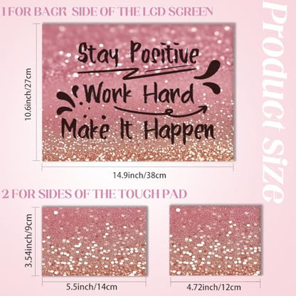 SUPERDANT Laptop Skin Sticker Stay Positive Laptop Decals 3PCS Personalized Universal Notebook Computer Wrap Vinyl Skin Stickers Cover Art Decal Removable 12-15.6 Inch Waterproof Gifts Pink - color: Pink
