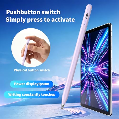 Galaxy Tab A11+ Stylus Pen for Samsung Table A11/A9+/A9 Drawing Stylus for Android Tablets, Precise Writing Pencil,Fast Charging,Auto Sleep,Button on/Off (Purple) - color: purple