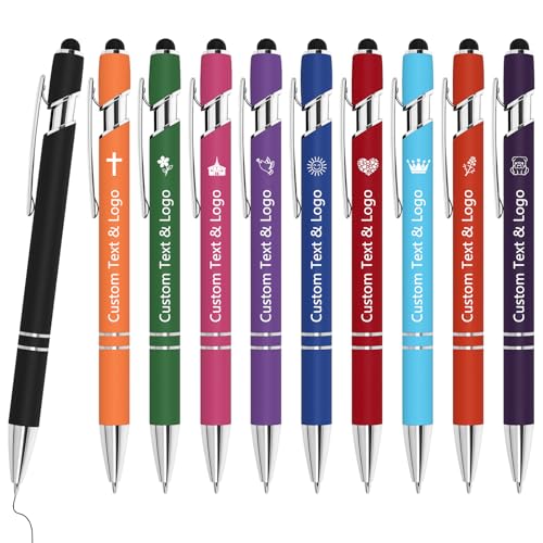 WYPAS Bulk Custom Pens - Personalized with Name, Engraved Text/Logo - Stylus Tip, Black Ink - Options for Corporate Gatherings, Events & Business Gifts (Multicolor) - color: Multicolor