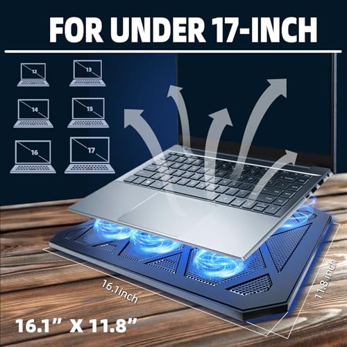 NAGAN Laptop Cooling Pad with 6 Fans, Ergonomic USB Powered Cooling Pad for Laptop with Dual USB 2.0 Ports, Height-Adjustable, Metal Mesh Gaming Notebook Cooler, Fits 15-17.3 inch Laptops