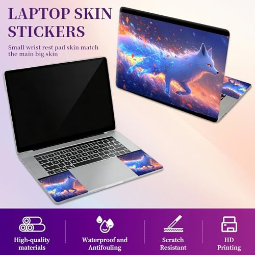 Laptop Skin Sticker Laptop Cover for 12" 13" 13.3" 14" Laptop Stickers,Reusable Skin Sticker Cover Personalized Art Waterproof & Scratch-Resistant Protector Case,White Fox - color: White Fox