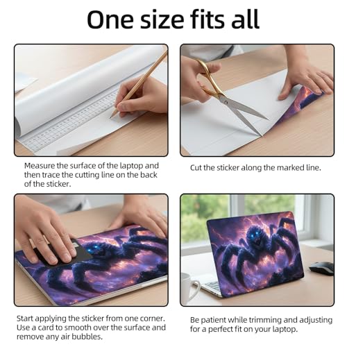 Aesthetic Laptop Skin Sticker, Frost Spider with Glowing Blue Eyes Waterproof Vinyl Laptop Decal, Removable Bubble Free, Reusable Protective Cover for 13 14 15 15.6 Inch - color: Frost Spider with Glowing Blue Eyes