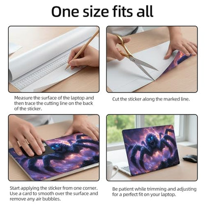 Aesthetic Laptop Skin Sticker, Frost Spider with Glowing Blue Eyes Waterproof Vinyl Laptop Decal, Removable Bubble Free, Reusable Protective Cover for 13 14 15 15.6 Inch - color: Frost Spider with Glowing Blue Eyes