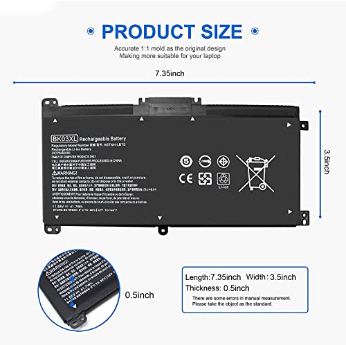 916811-855 hp battery, BK03XL Battery for HP Pavilion X360 14m-ba1xx 14-ba2xx 14m-ba0xx 14-ba0xx 14-ba1x 14-ba253cl 14m-ba011dx 14m-ba114dx 14m-ba013dx 14-ba125cl 14m-ba015dx 14-ba051cl 916366-421 - size: 7.35 x 3.5 x 0.5 inches BK03XL BATTERY