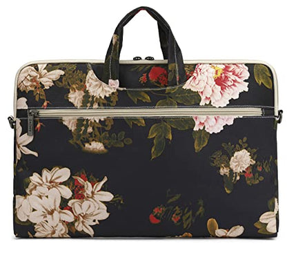DACHEE Laptop Shoulder Bag for 15 Inch/15.6 Inch Macbook Pro - color: Black Peony